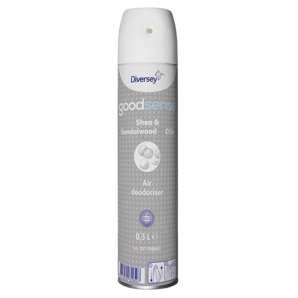 Good Sense Shea & Sandalwood (aerosol spray) O3b 6x0.3L - Air freshener and odour neutraliser - instant action