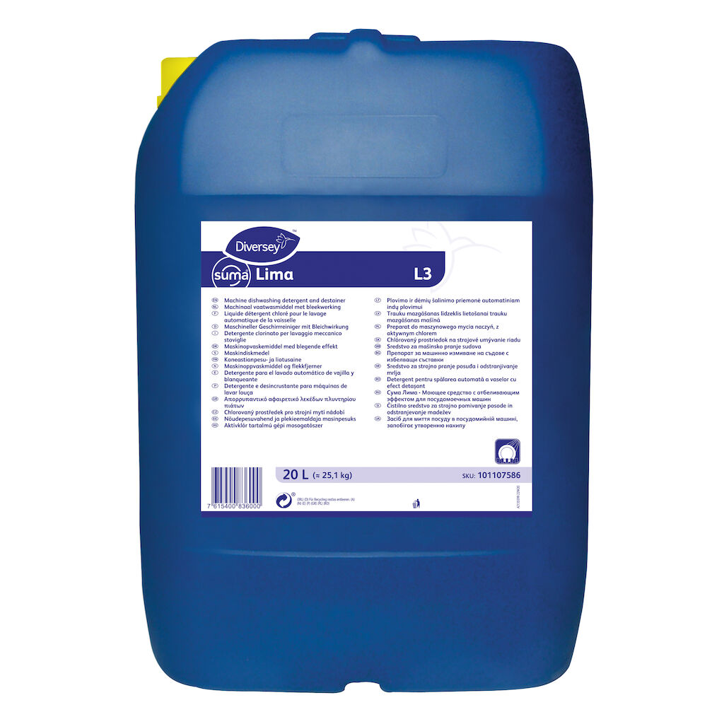 Suma Lima L3 1x20L - Liquid machine dishwashing detergent specifically designed for removal of tannin staining