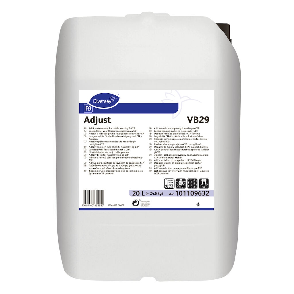 Adjust VB29 1x20L - Additive to caustic for bottle washing & CIP