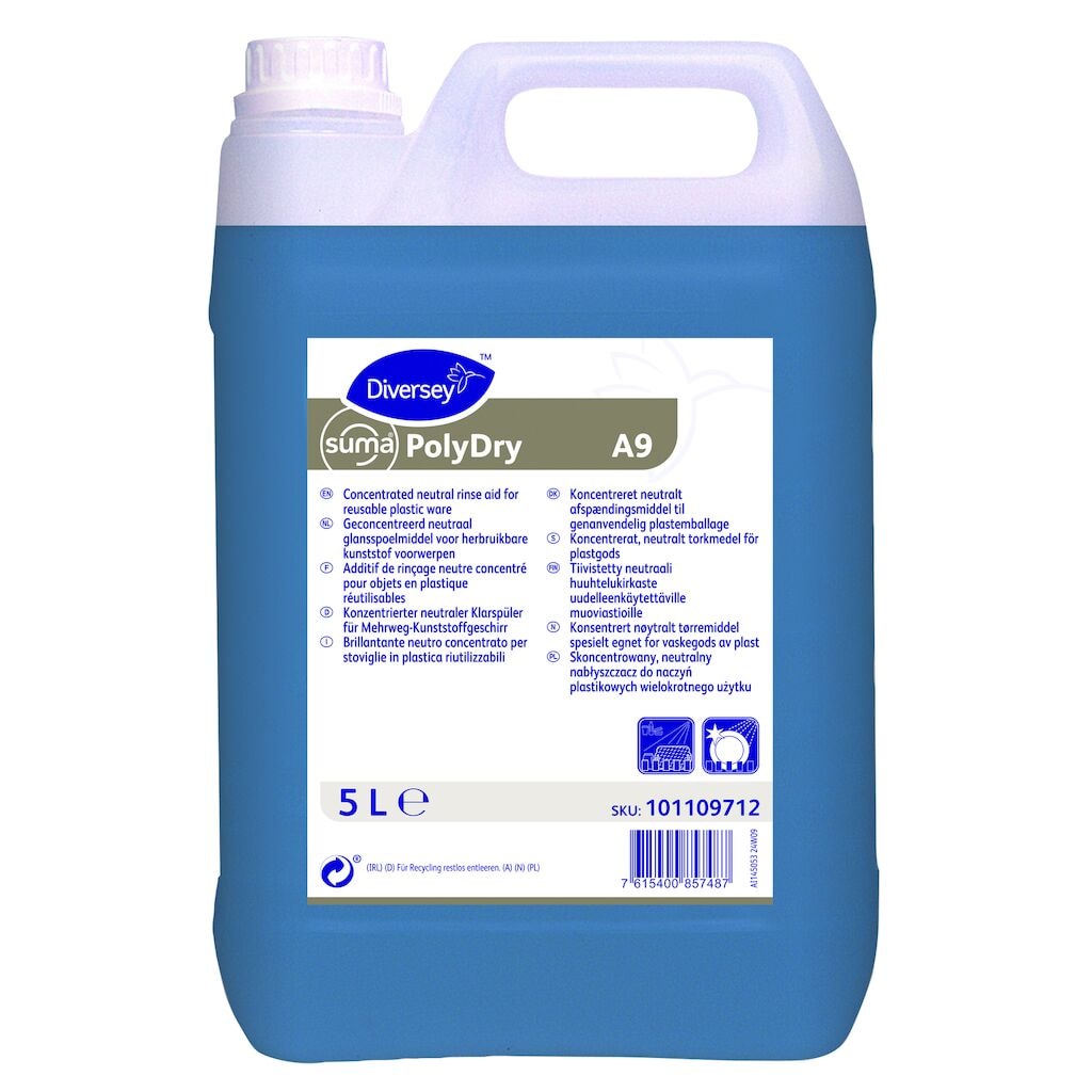 Suma PolyDry A9 2x5L - Concentrated neutral rinse aid for reusable plastic ware