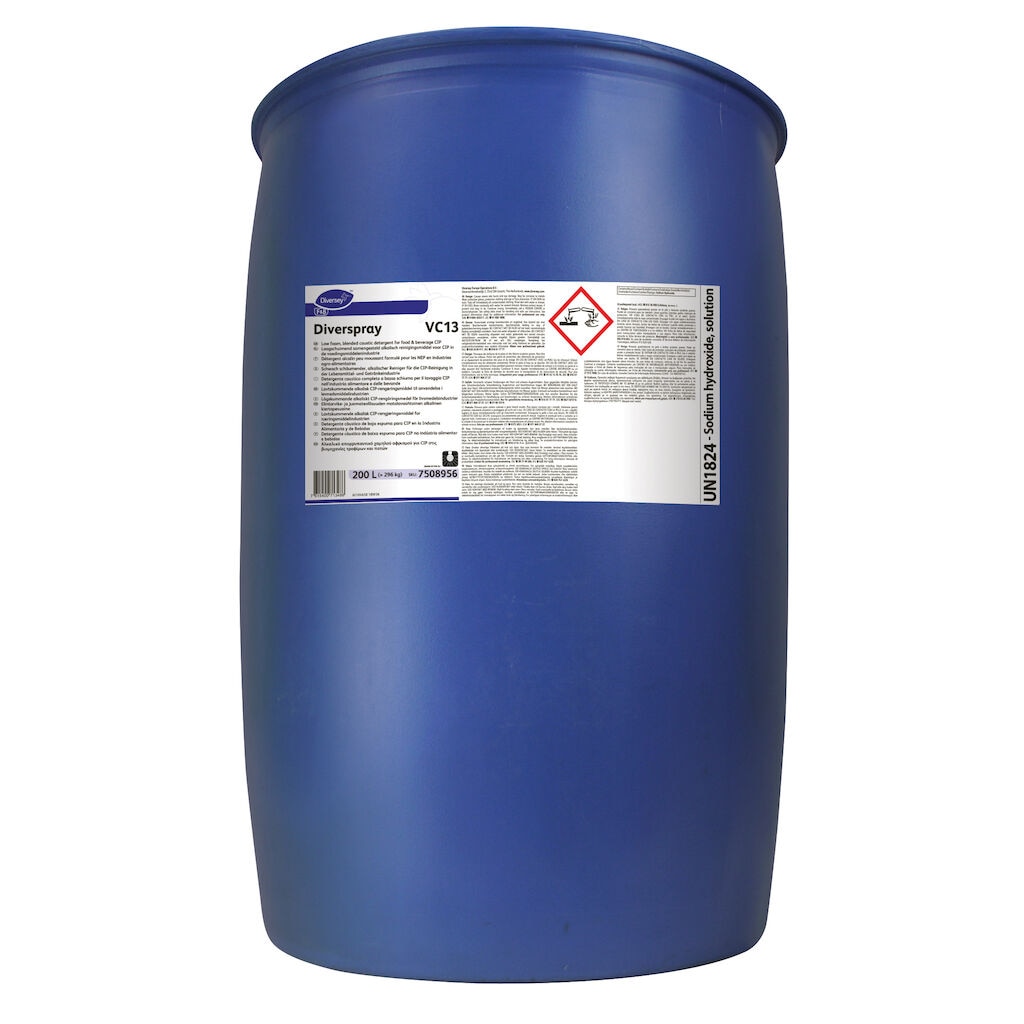 Diverspray VC13 1x200L - Low foam, blended caustic detergent for food & beverage CIP