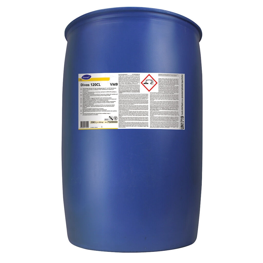 Divos 120CL VM9 1x200L - Chlorinated detergent for high pH tolerant UF/MF membranes
