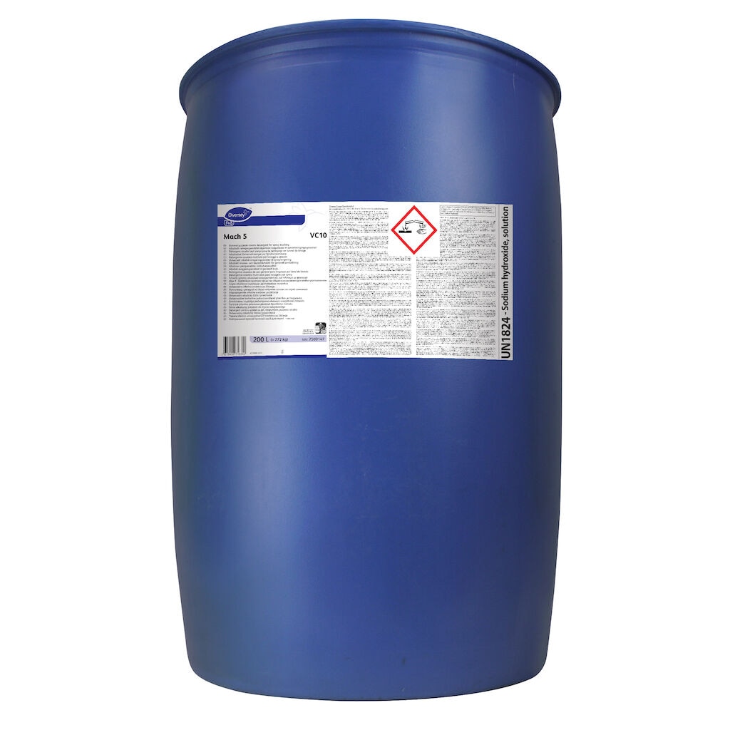 Mach 5 VC10 1x200L - General purpose caustic detergent for spraywashing