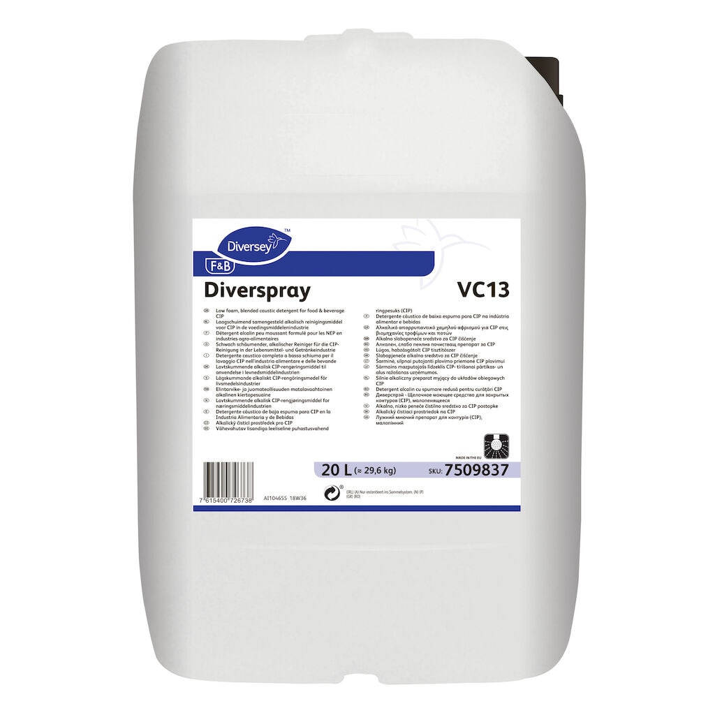 Diverspray VC13 1x20L - Low foam, blended caustic detergent for food & beverage CIP