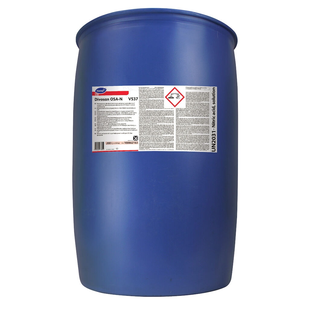 Divosan OSA-N VS37 1x200L - Phosphate free acidic detergent disinfectant/ terminal disinfectant for CIP applications