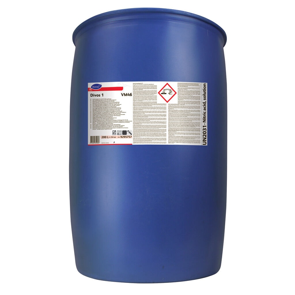 Divos 1 VM46 1x200L - Low Phosphate Acidic descaler for UF, NF & RO membranes